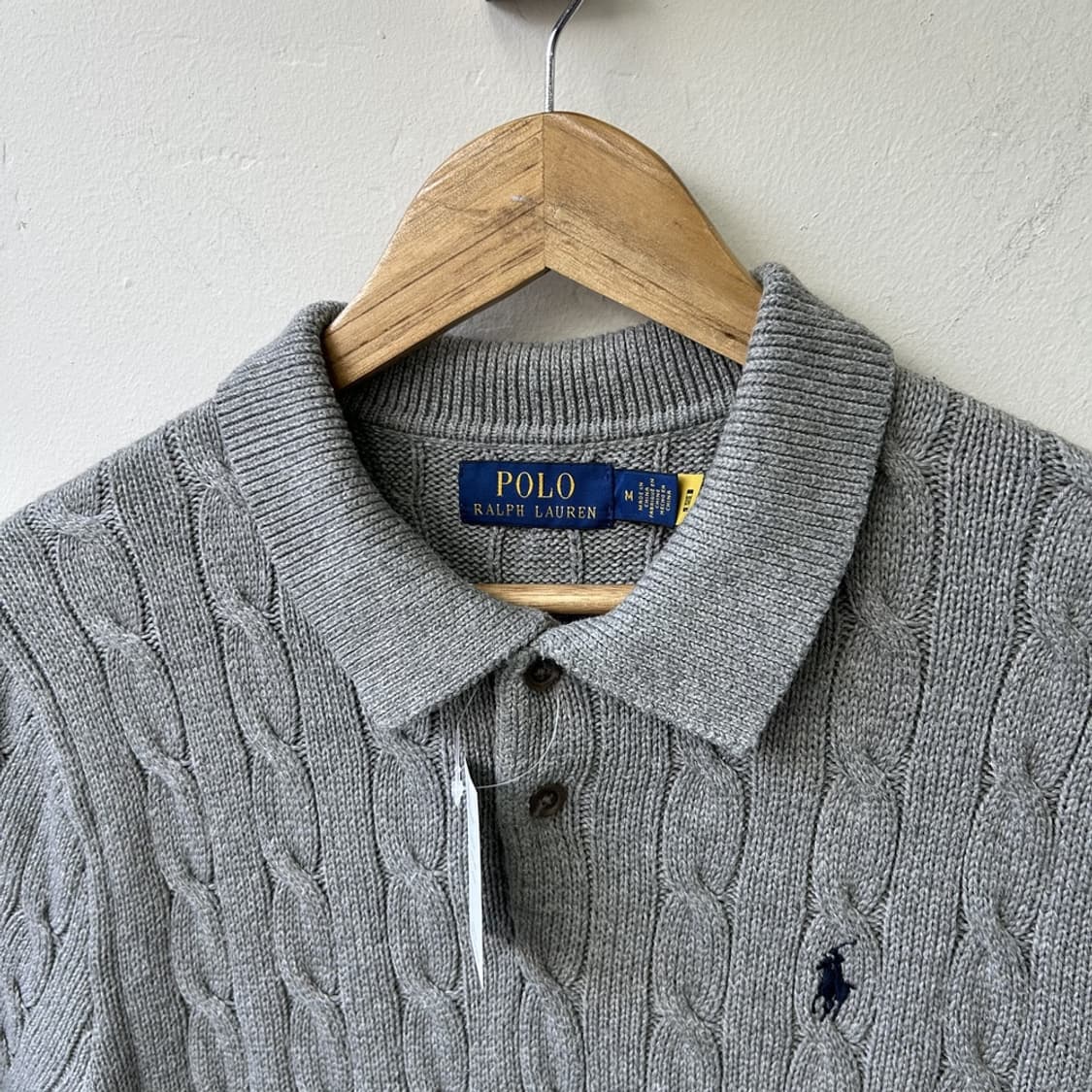 16031 - 폴로 랄프로렌 그레이 케이블 반팔 카라 니트 상품이미지3