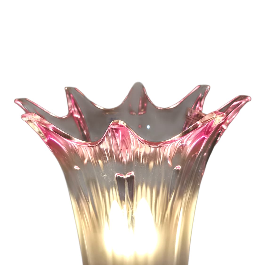 90s 호야 크리스탈 불투명 핑크 꽃병 램프 상품이미지2