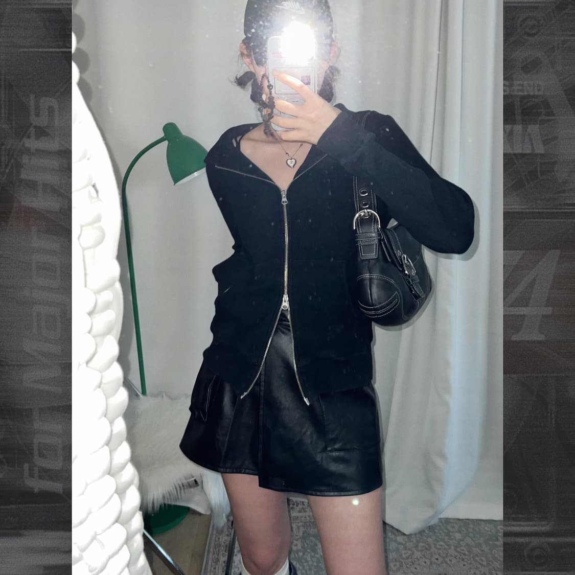 블랙 페이크 레더 카고 미니 스커트 상품이미지6