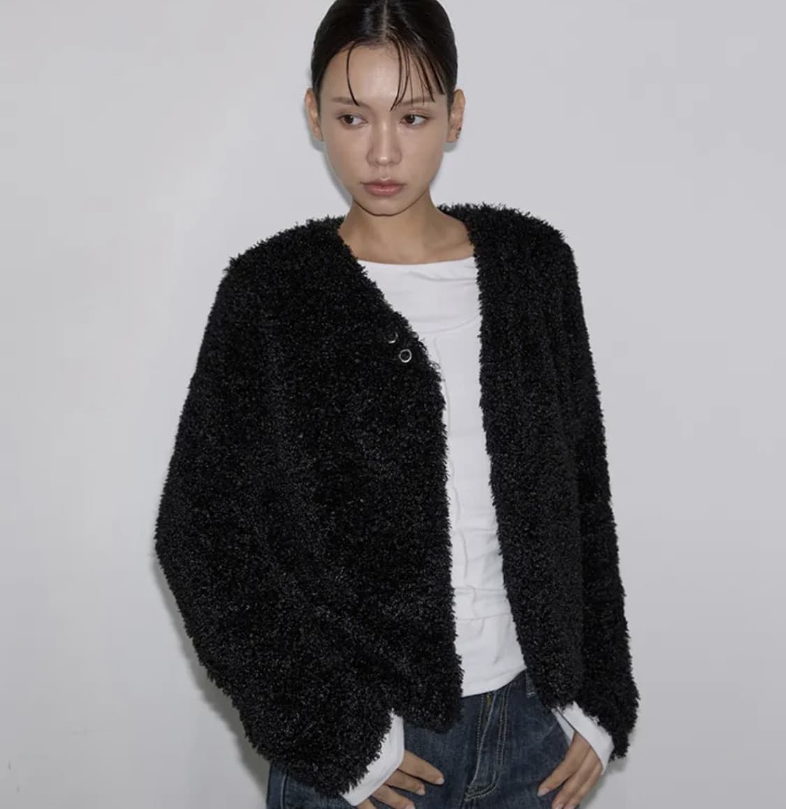 이네기 퍼 가디건 상품이미지1