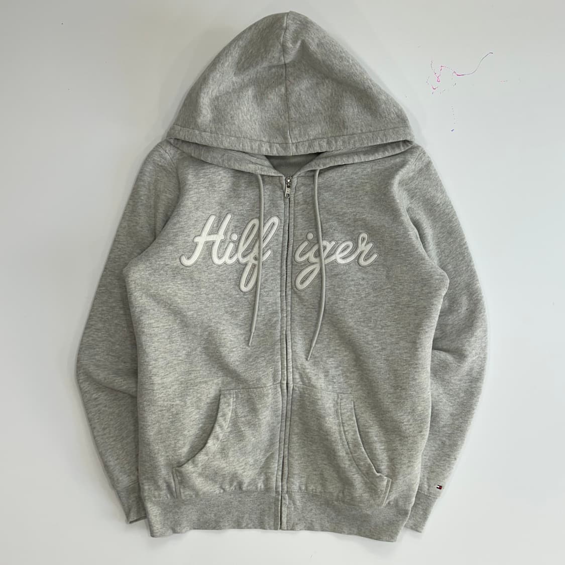 Tommy Hilfiger 타미힐피거 레터링로고 퍼안감 그레이 후드집업  상품이미지3