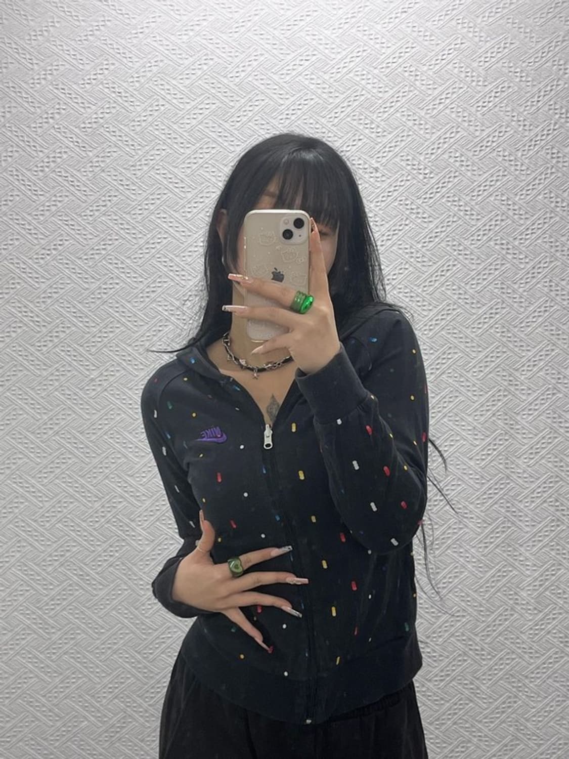 나이키 희귀 Y2K 레인보우 도트 리버시블 후드집업 M C08220 상품이미지2