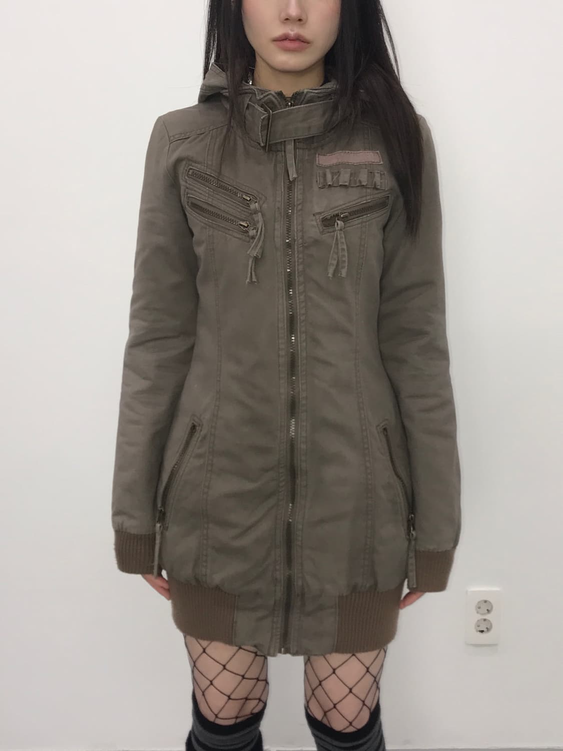 'GRAZIE' Hooded Long Military Jacket 상품이미지1