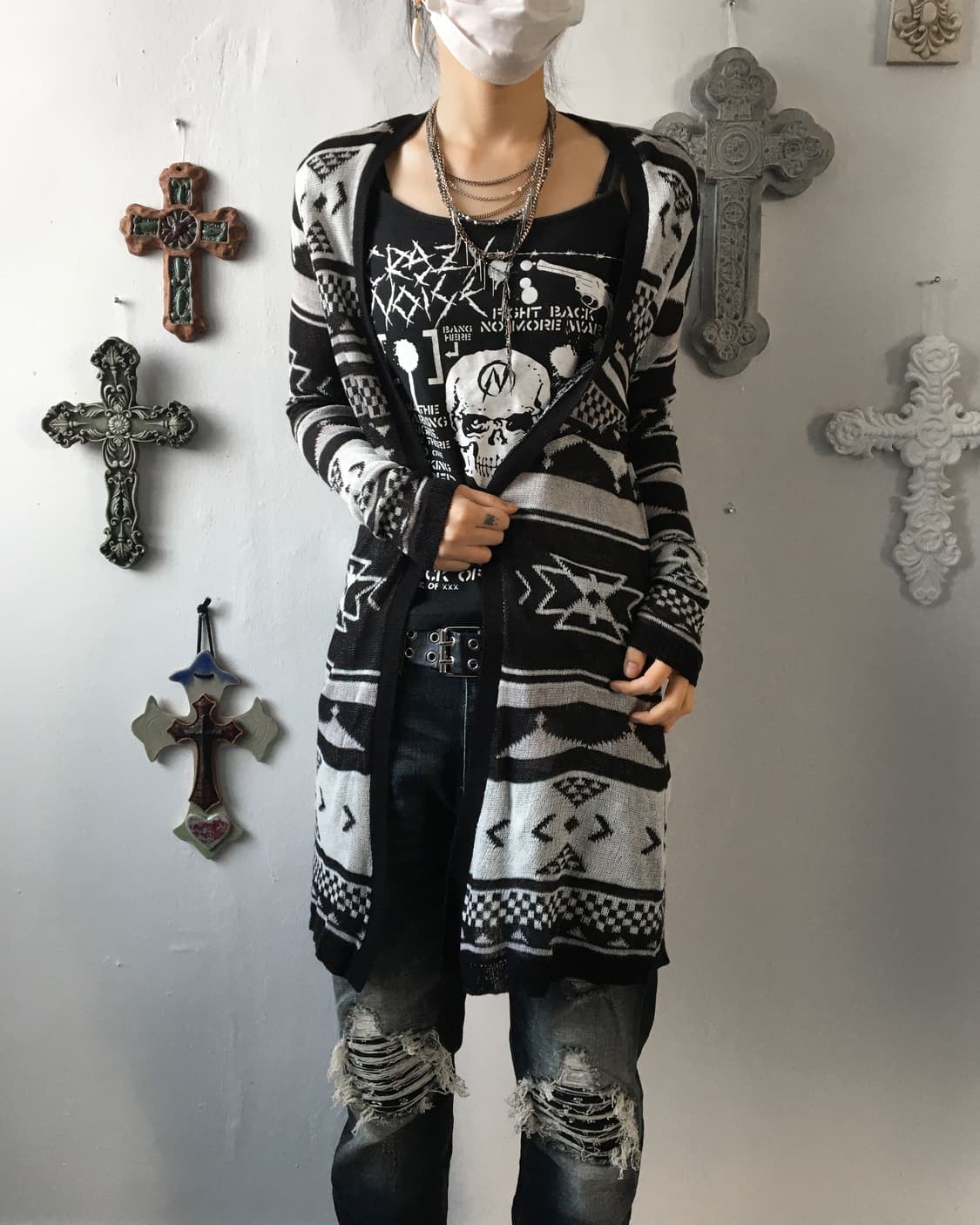 Navaho pattern knit open cardigan 상품이미지1