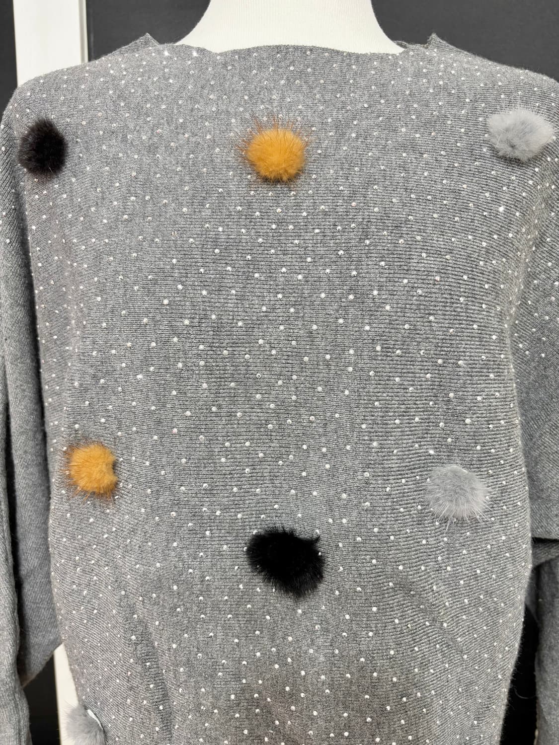 천연 밍크퍼 폼폼이 + 스톤 장식 가오리티 55~66/새거수준 상품이미지6