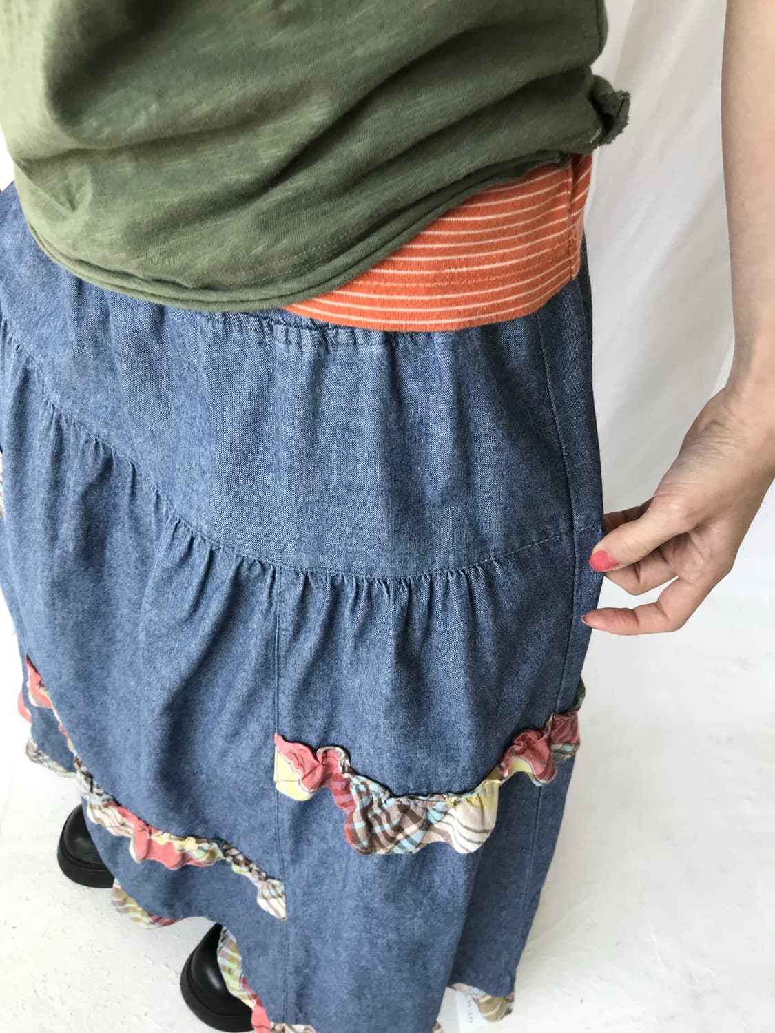 Eastboy 오렌지 스트라이프 티셔츠 상품이미지4