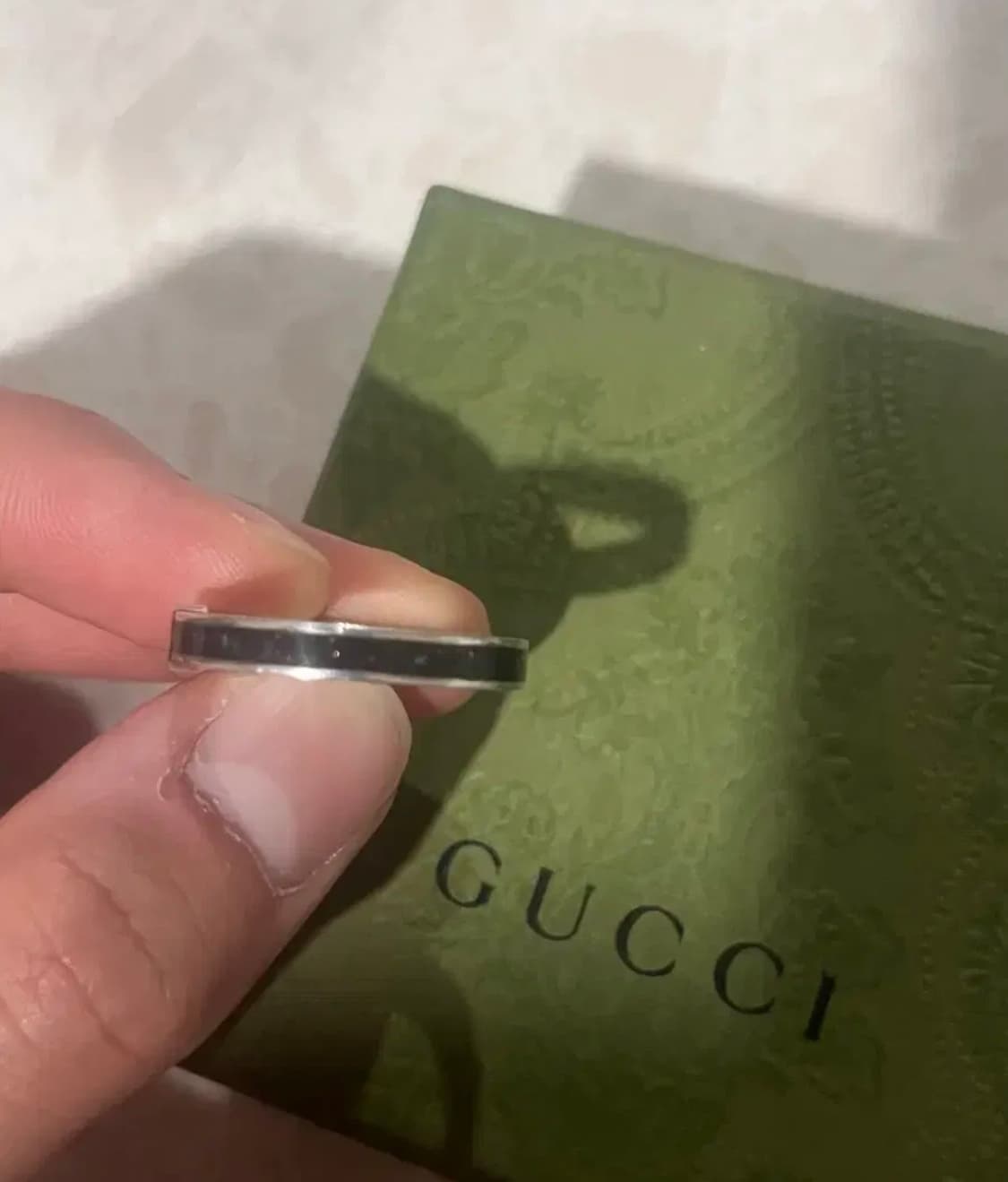 구찌 인터로킹 G 링 블랙 실버 반지 23호 상품이미지4