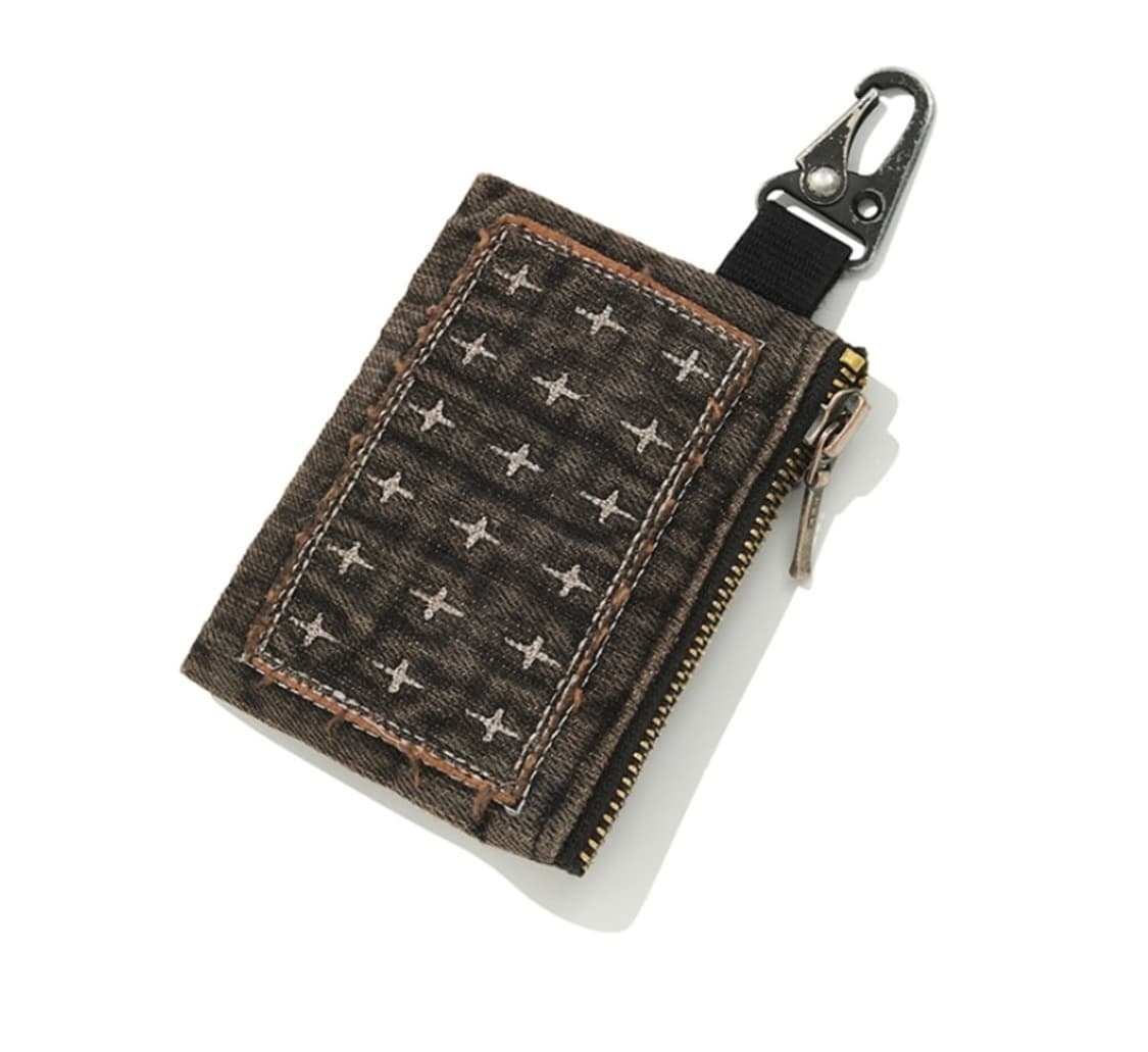 카락터 패치워크 데님 카드 월렛 키링 지갑 키링 상품이미지2