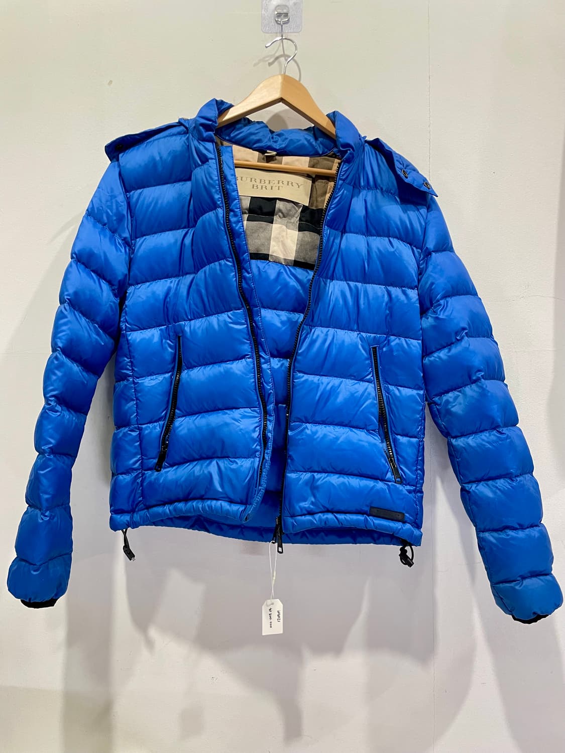 버버리 브릿 블루 컬러 경량 구스 다운 후드 패딩 M 정품 상품이미지1