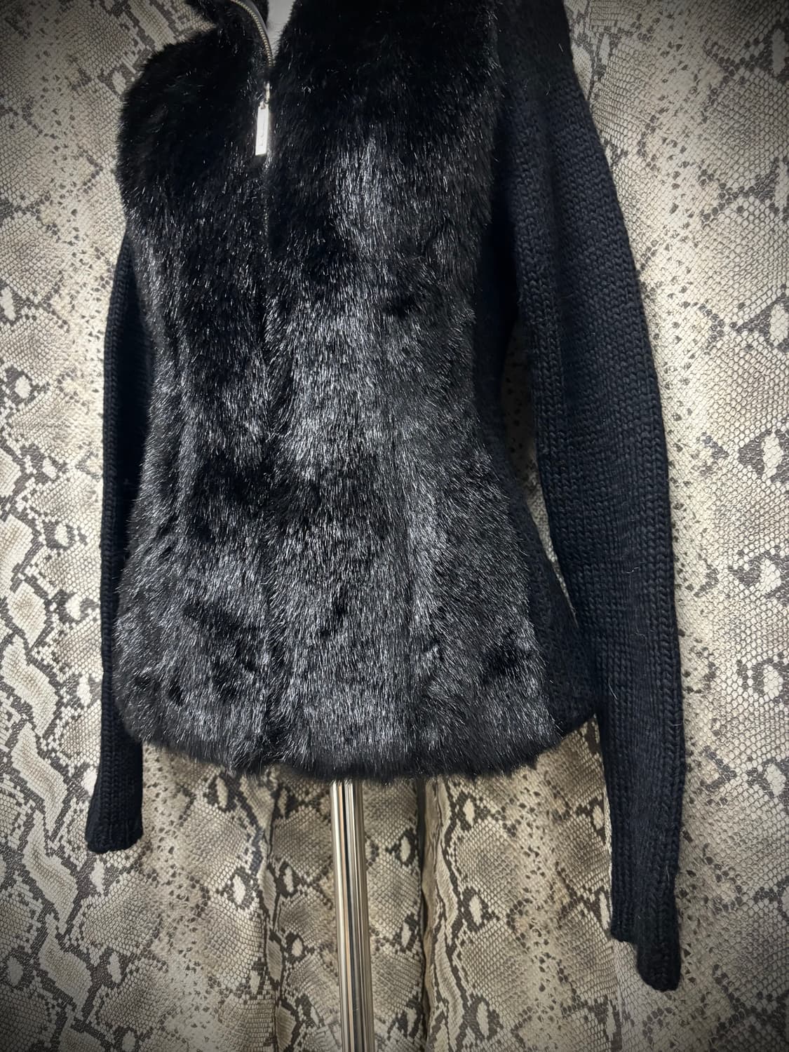  Black Fur Trimming Wool Slim Fit Zip Up 상품이미지3