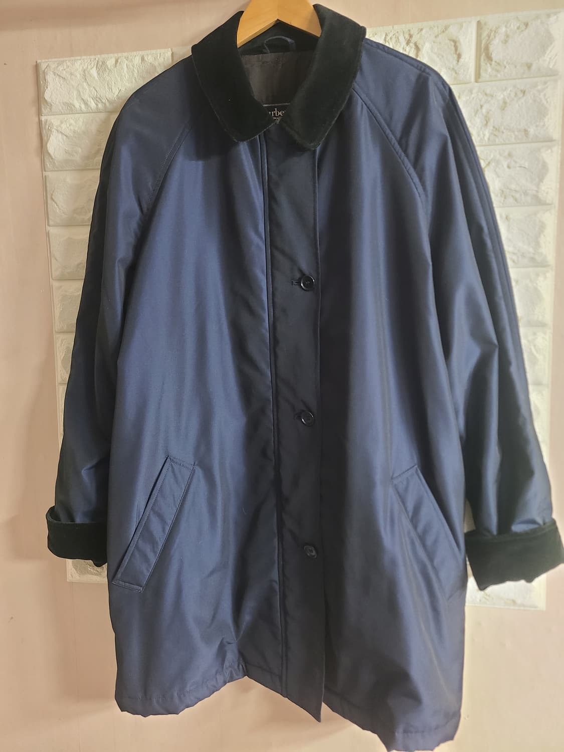 (정품)빈티지 버버리 네이비 반코트 상품이미지1