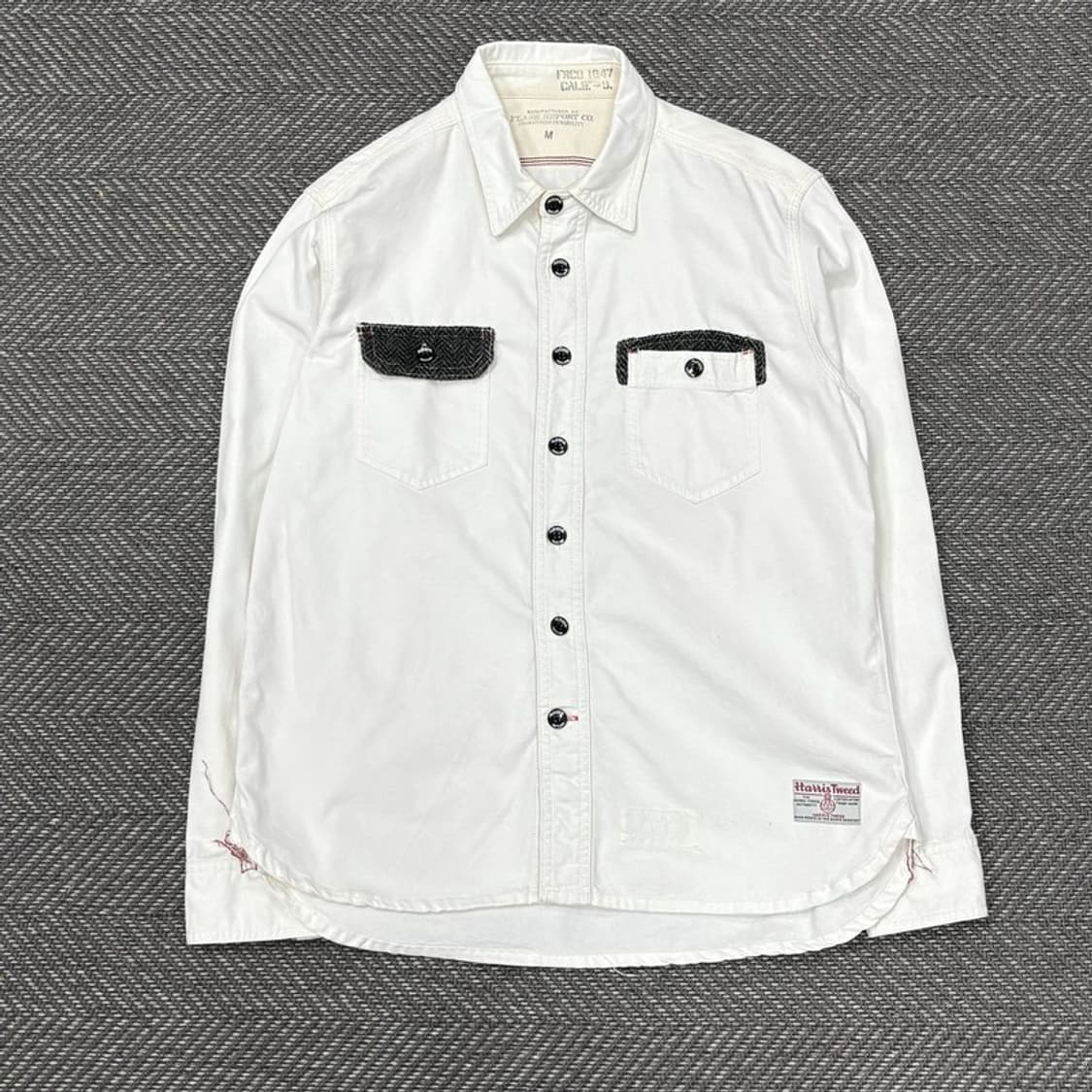 플래시 리포트 화이트 아메카지 셔츠 v0382 상품이미지1