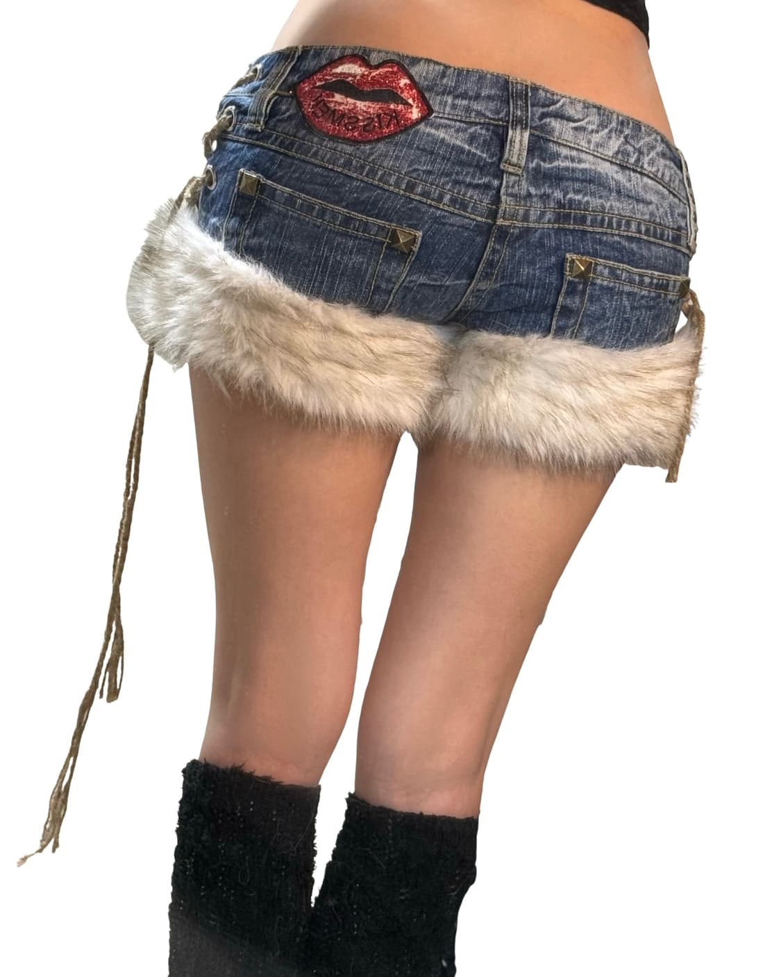 리얼 갸루맛 빈티지 퍼 숏츠 상품이미지5