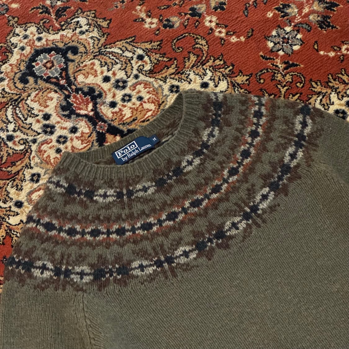 폴로 울 니트 스웨터 노르딕 페어아일 (M) 카키 상품이미지3