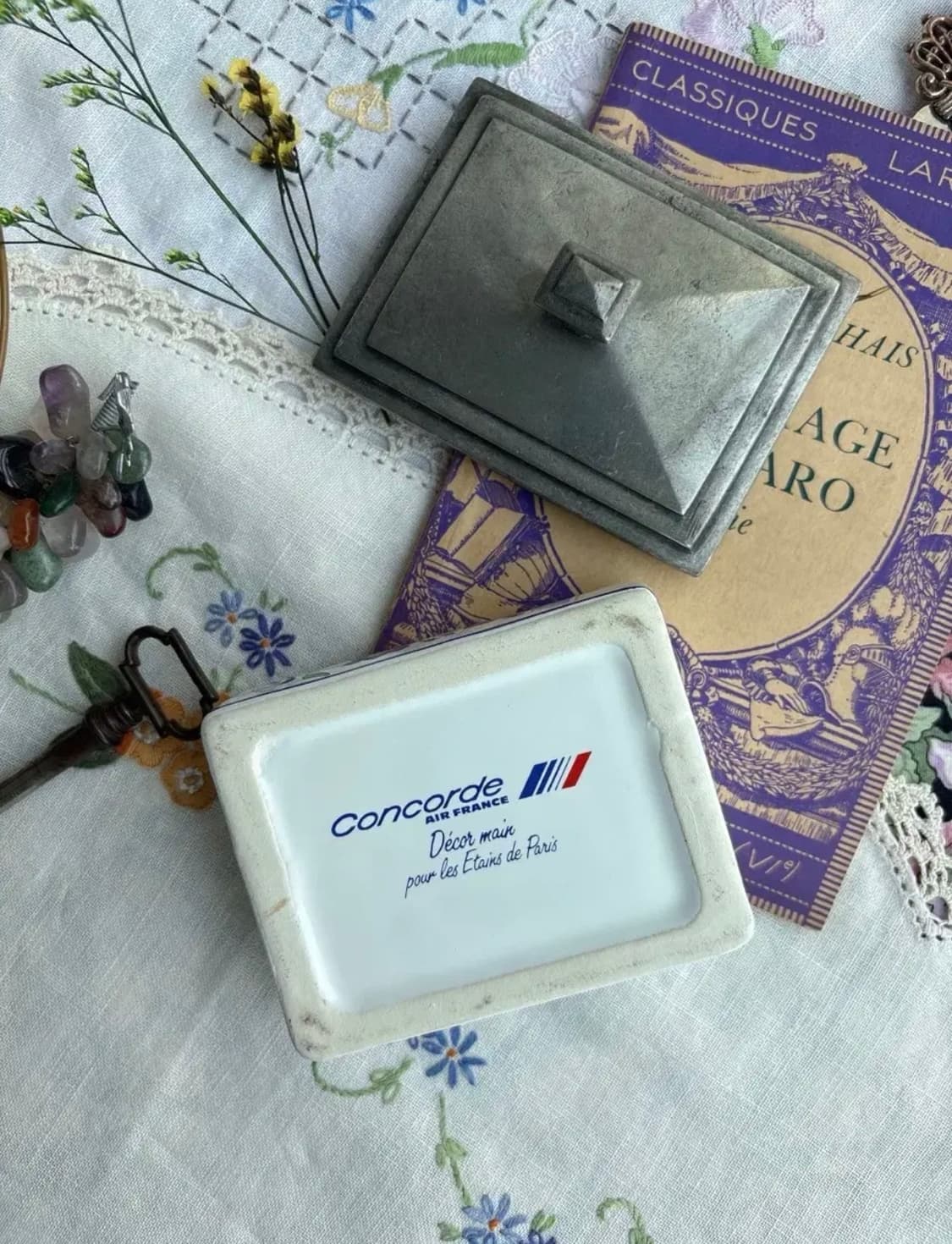 [초레어] Air France Concorde 주석리드 버터돔 잼용기 상품이미지4