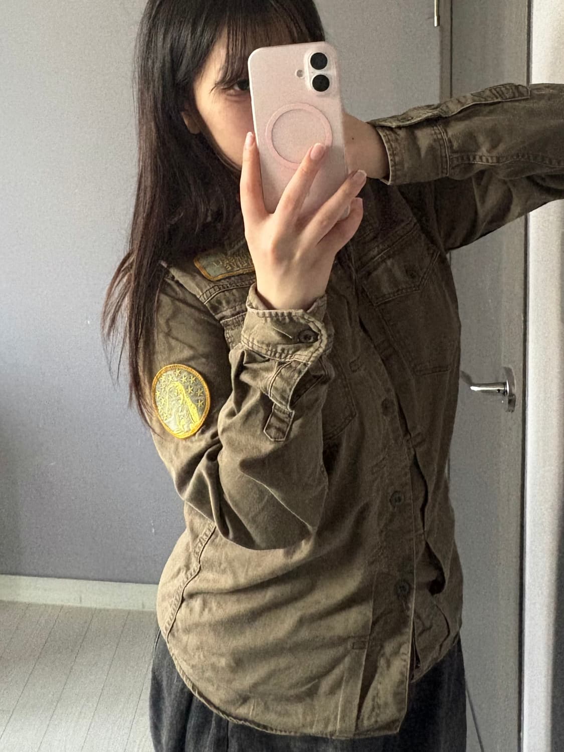 히스테릭 글래머 히글 밀리터리 카키 셔츠 상품이미지1