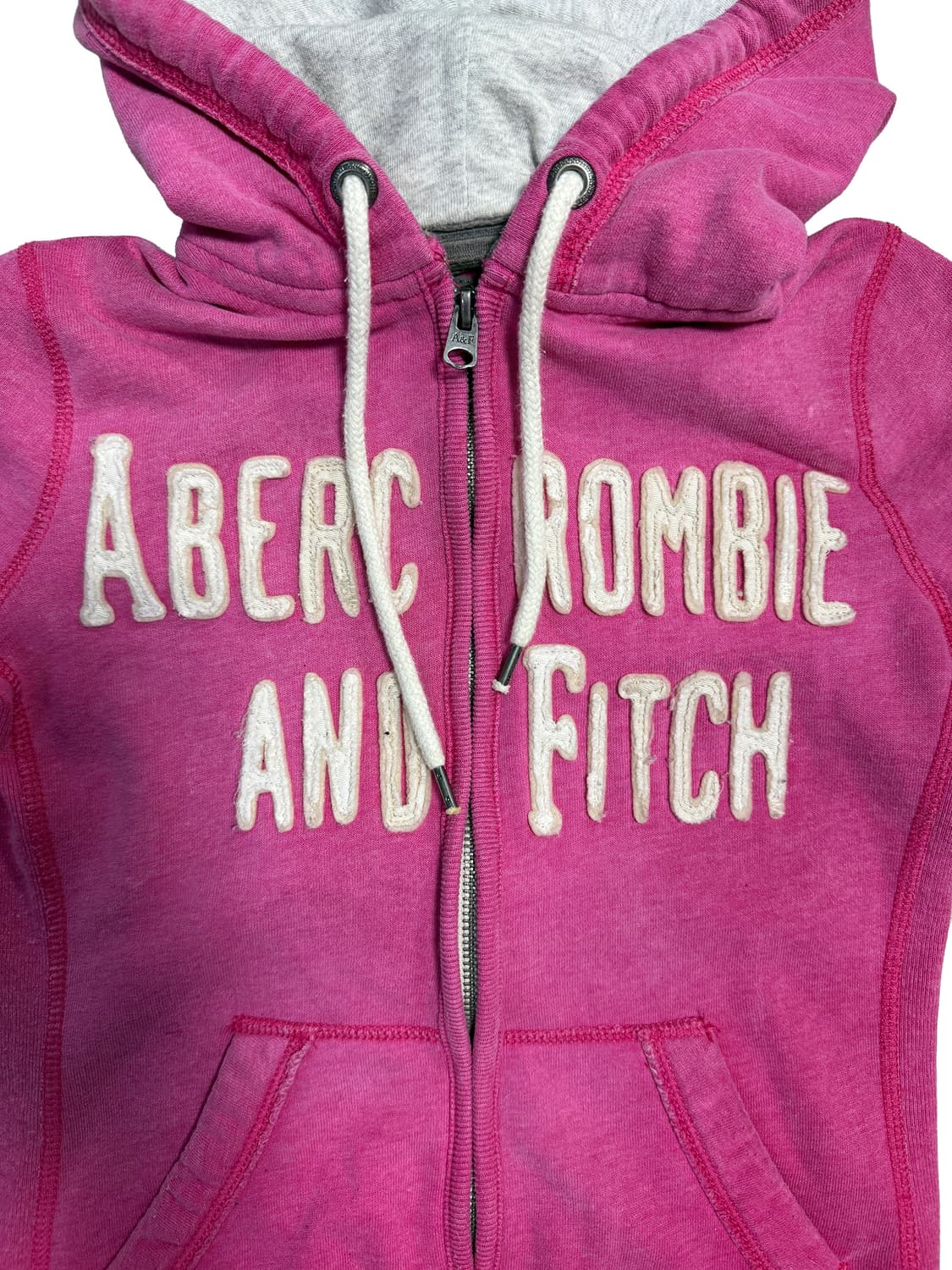아베크롬비 앤 피치 로고 자수 후드집업 핑크 XS 상품이미지4