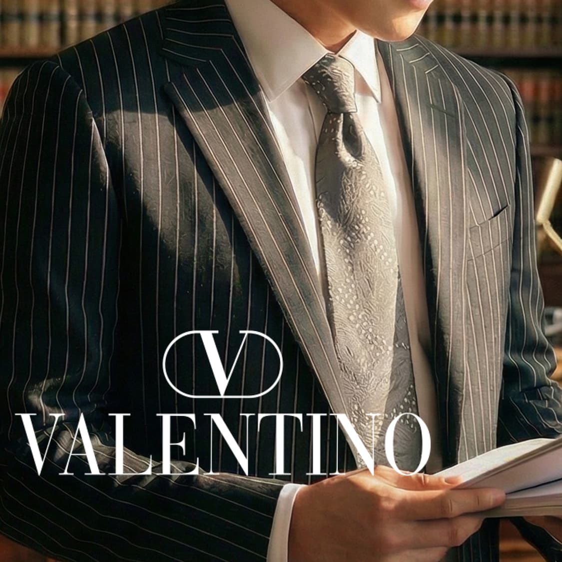 발렌티노 실크 올리브그레이 패턴 넥타이 8.9cm A등급 K2161 상품이미지1