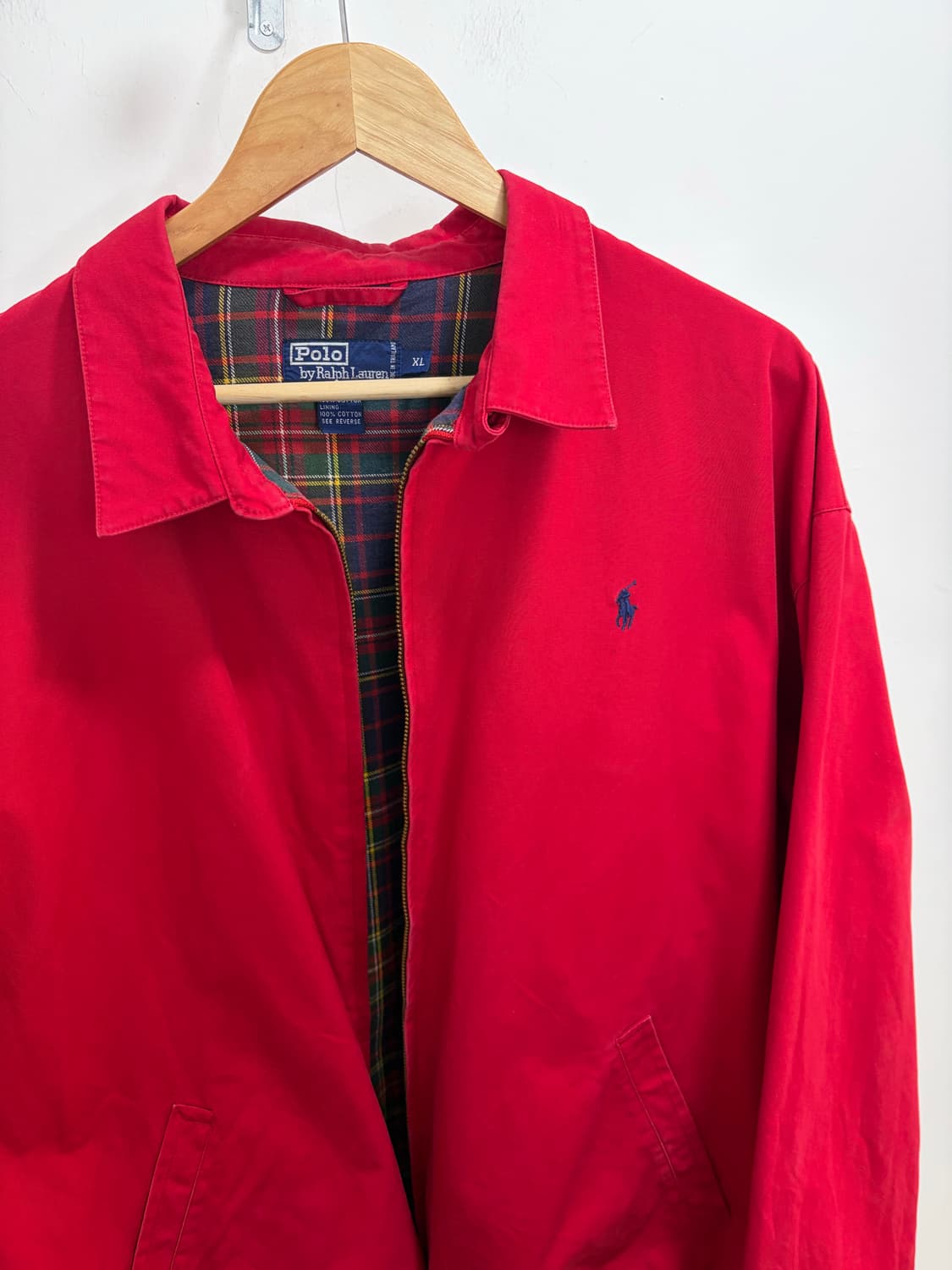 90s 폴로 레드 타탄체크 헤링턴 자켓 스윙톱 상품이미지8