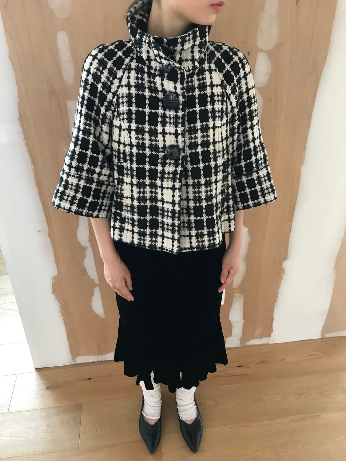vintage check pattern button jacket 상품이미지5