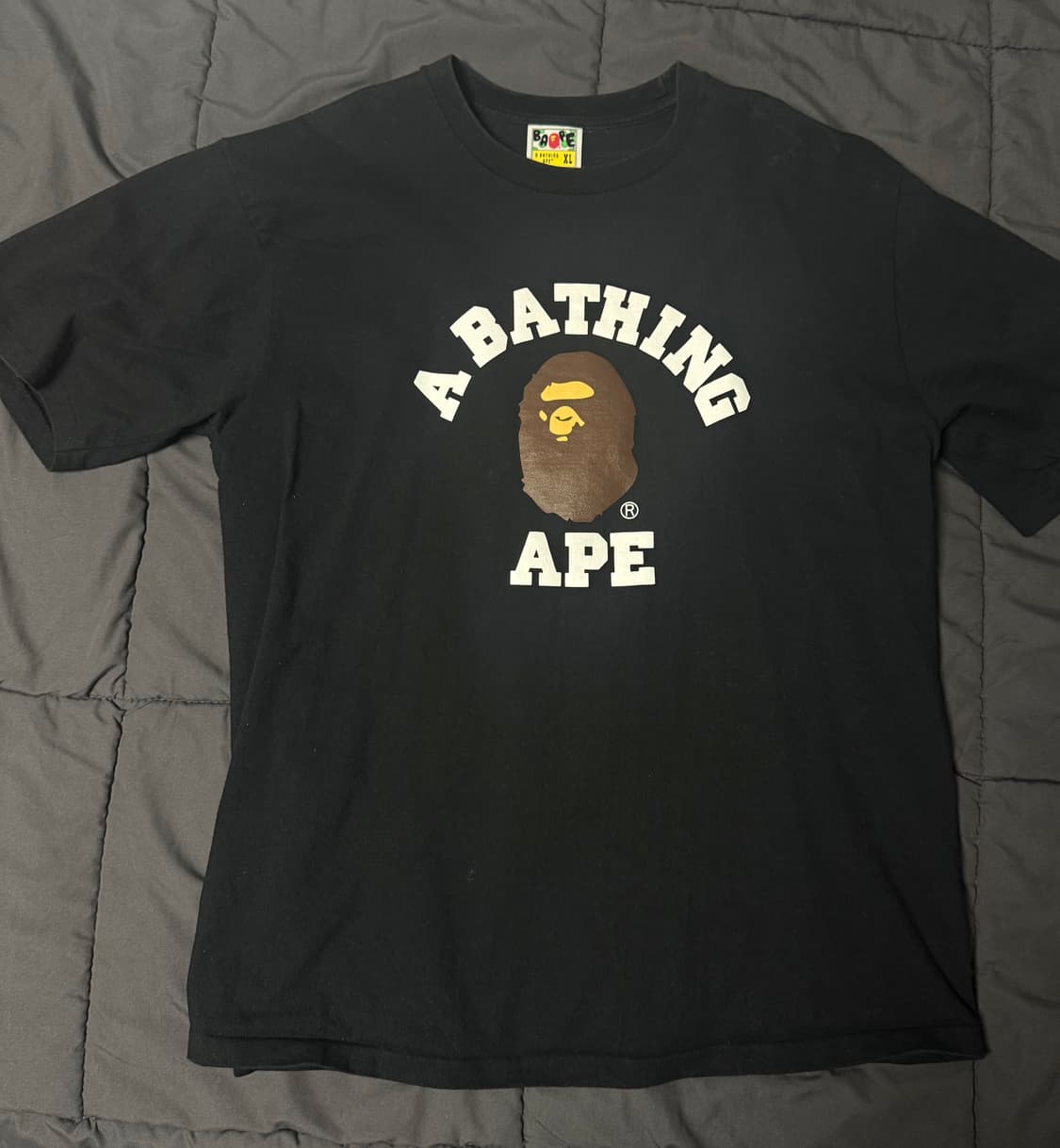 ( 상태 좋음 XL ) 베이프 컬리지 티셔츠 블랙 상품이미지1