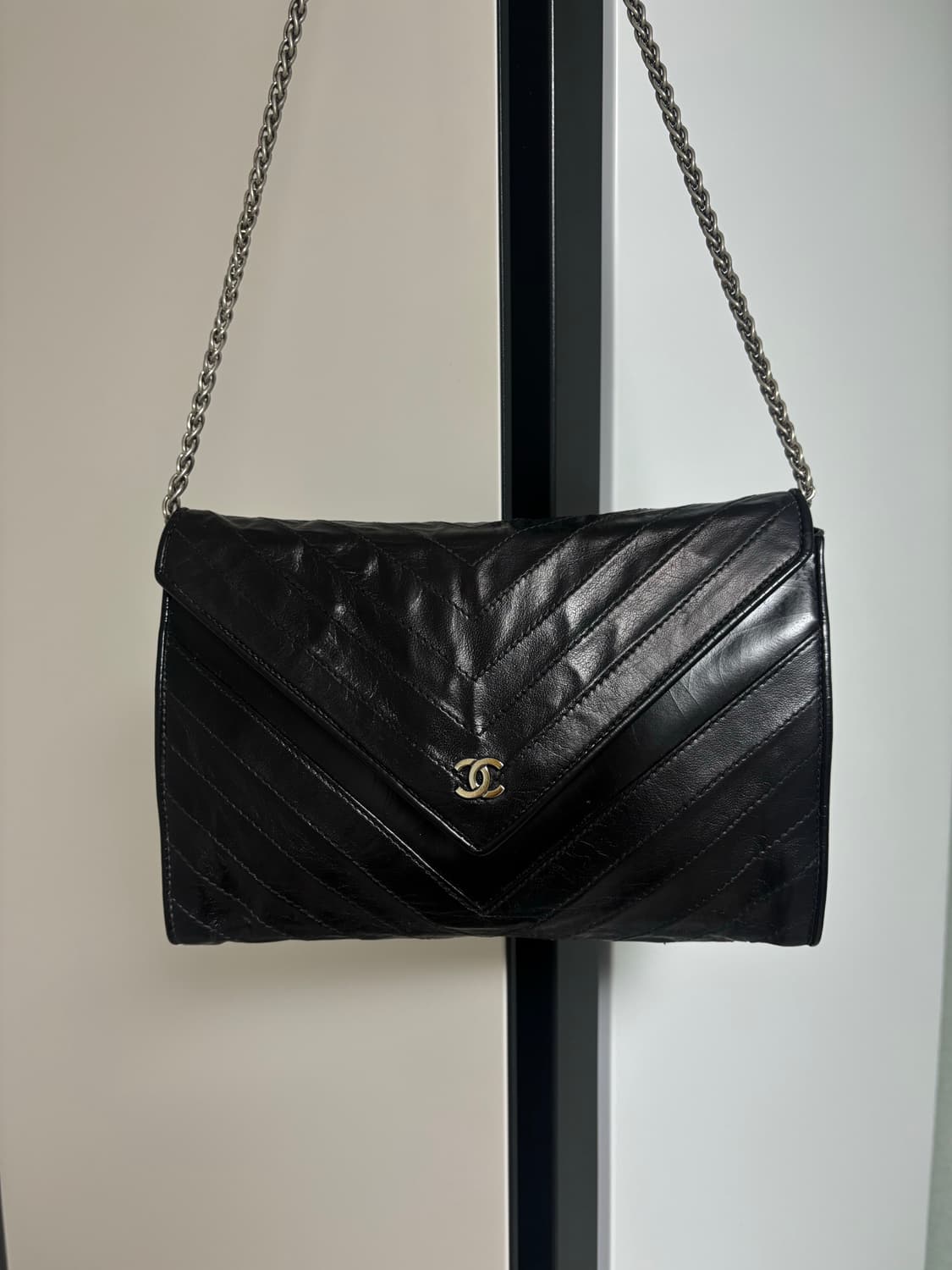 정품 샤넬 빈티지 쉐브론 블랙 체인백 3번대 상품이미지7