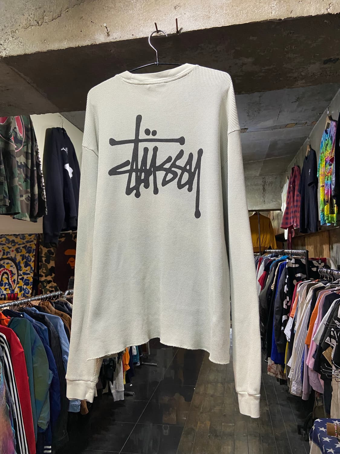 stussy 스투시 래글런 써멀 롱슬리브 크루 본 (와플 니트) 상품이미지8