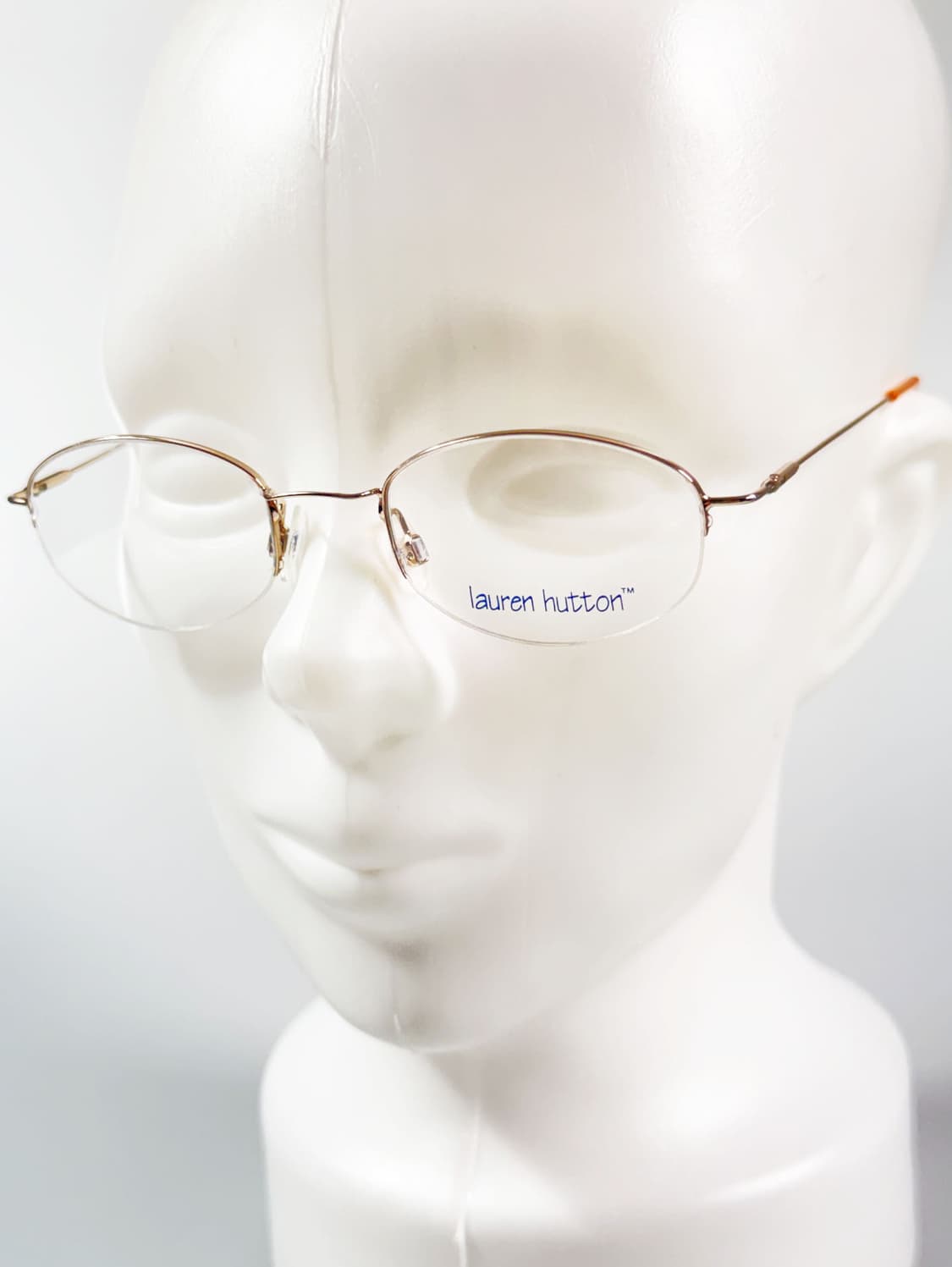 90s LAUREN HUTTON 골드 반무테 스퀘어 메탈 빈티지 안경 상품이미지8