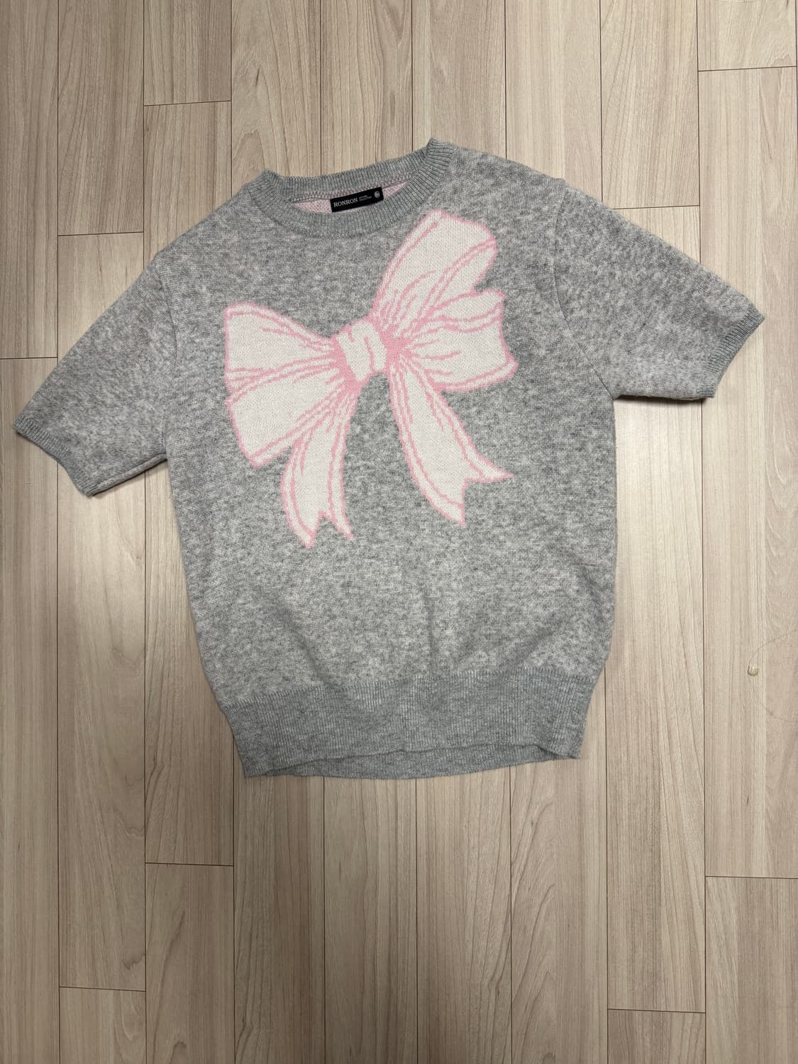 론론 리본 반팔 니트 상품이미지3