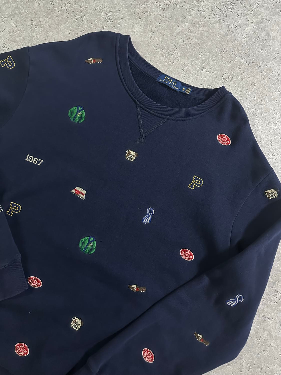 폴로 랄프로렌 네이비 멀티 포니 자수 기모 맨투맨 상품이미지1