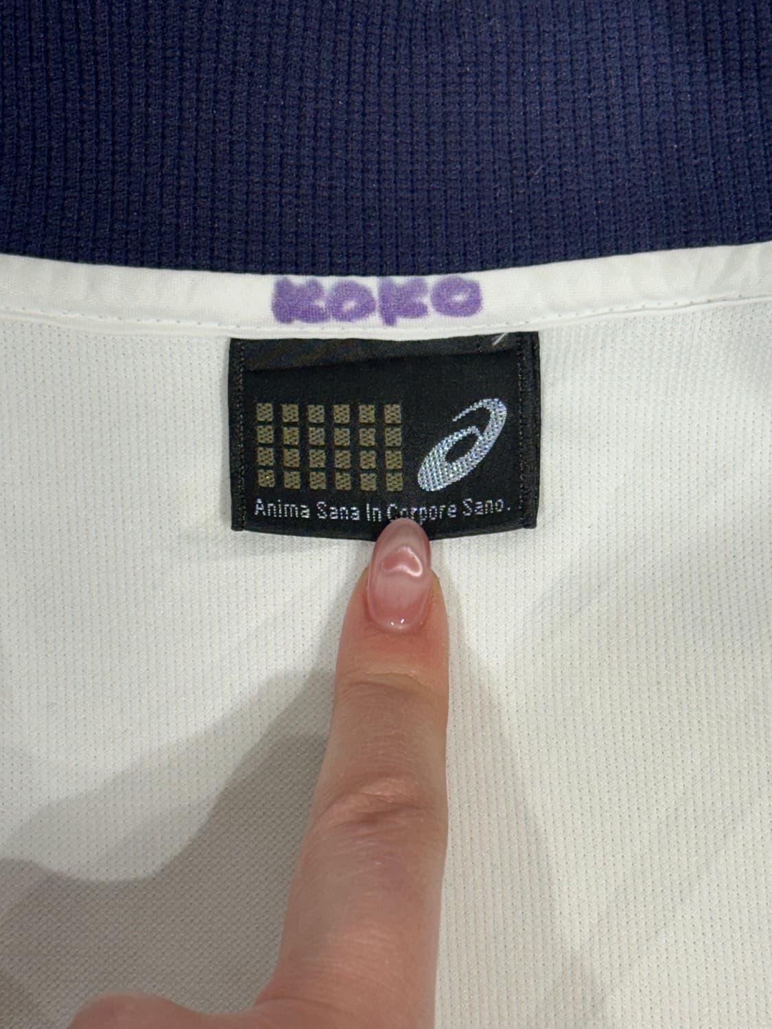 아식스 일본판 화이트 네이비 배색 사이드 라인 올드스쿨 트랙탑 져지 M 상품이미지7