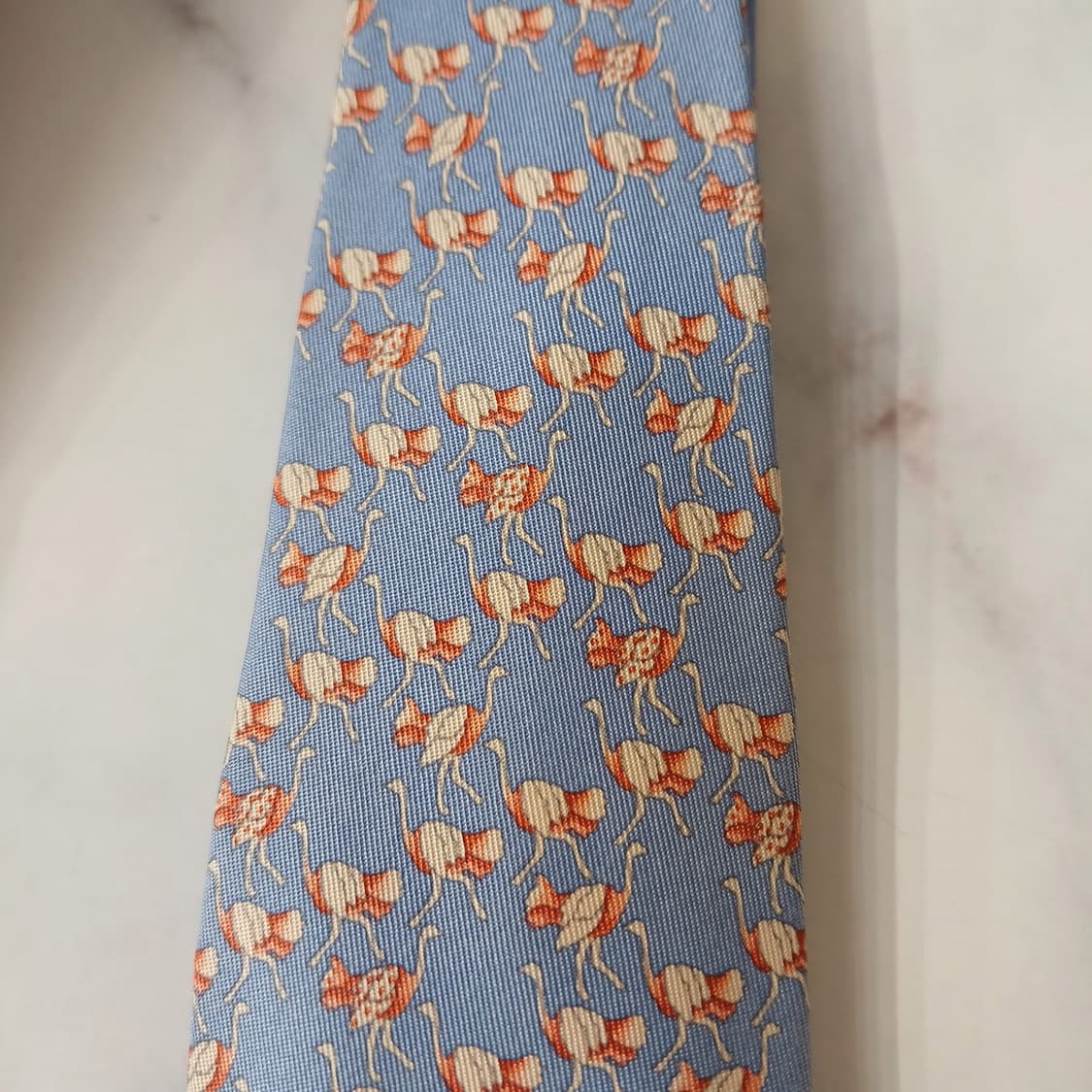 헌팅월드 실크 하늘색 홍학 모티브 넥타이 10cm A등급 A19663
 상품이미지5