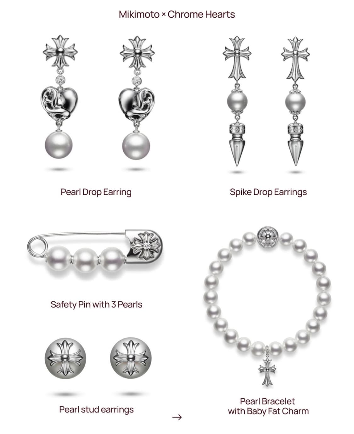 크롬하츠 X 미키모토  Chrome Hearts X Mikimoto 귀걸 상품이미지3