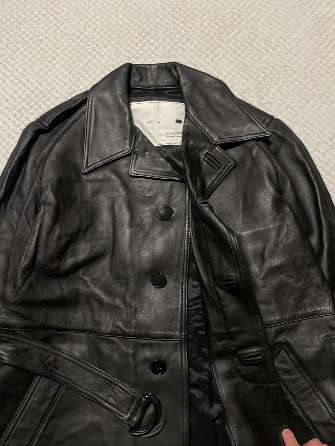 프랑스 밀리터리 MIC 복각 소가죽 라펠 레더 카 코트 상품이미지3