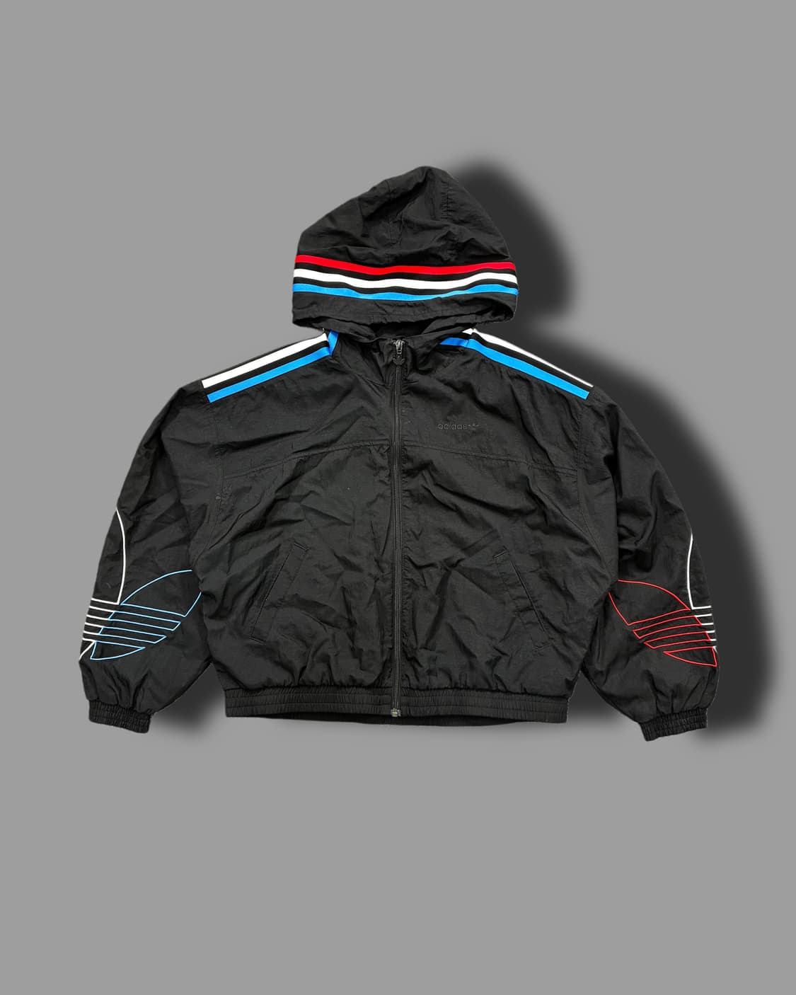 아디다스 블랙 소매 로고 크롭 바람막이 XL 상품이미지4