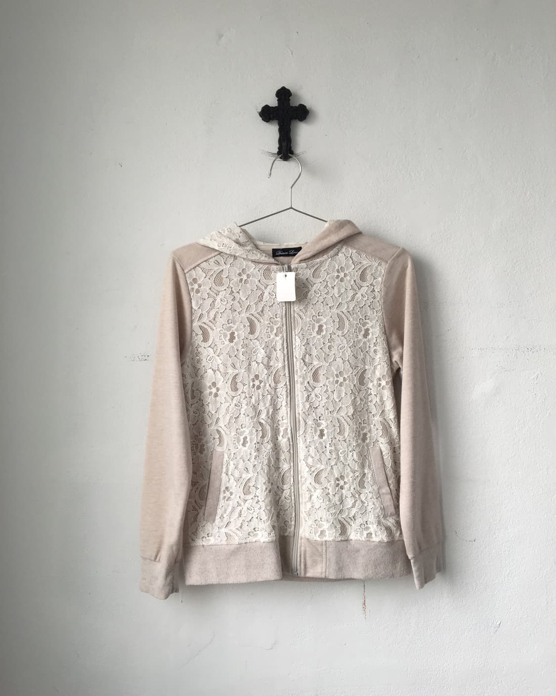 Lace trimming hood zip up 상품이미지3