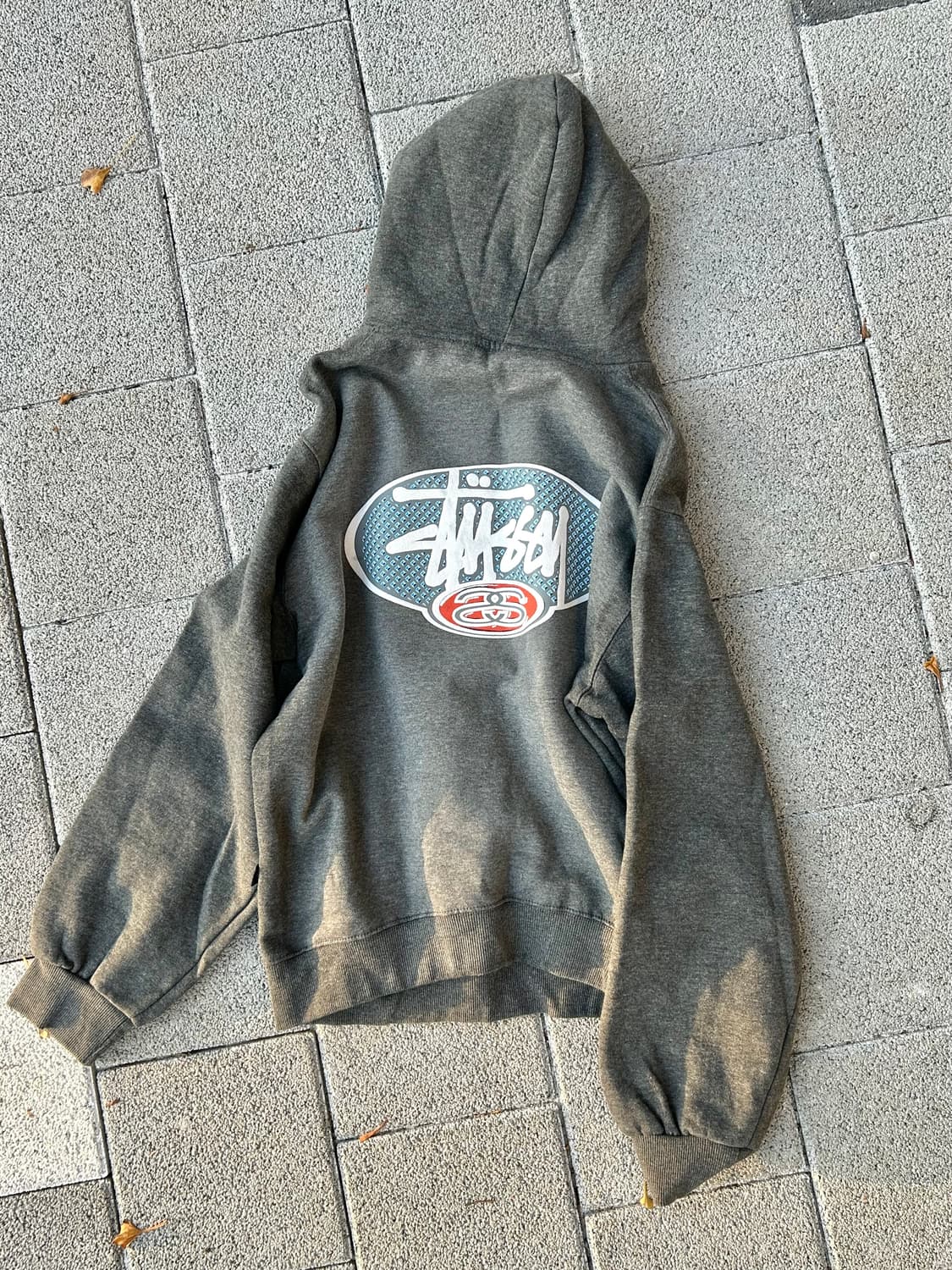 *새상품 레어* 1990s 스투시 챠콜 그레이 프린팅 후드티 상품이미지1
