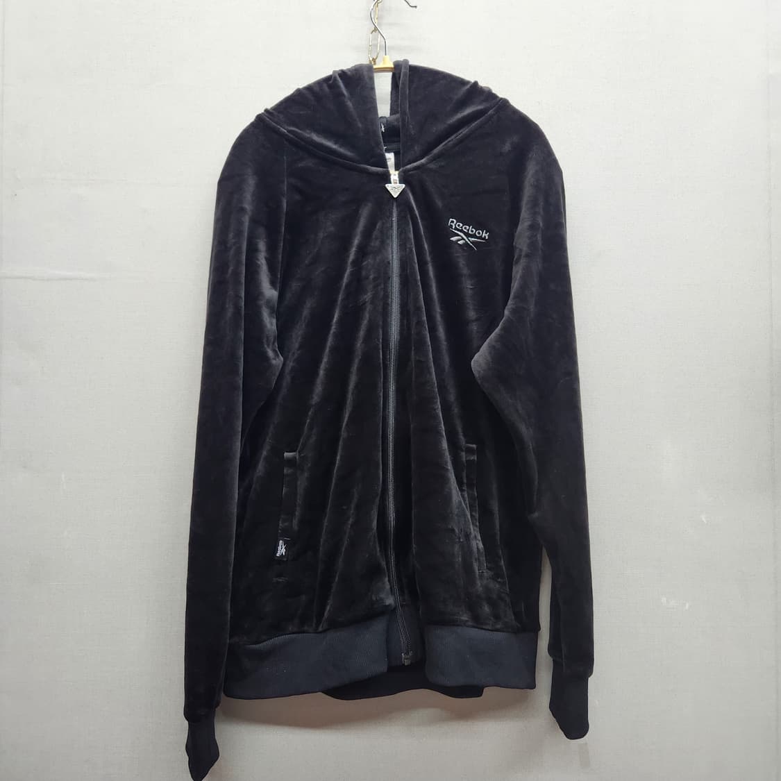 리복 스웨이드 벨벳 로고 후드집업 L 상품이미지1