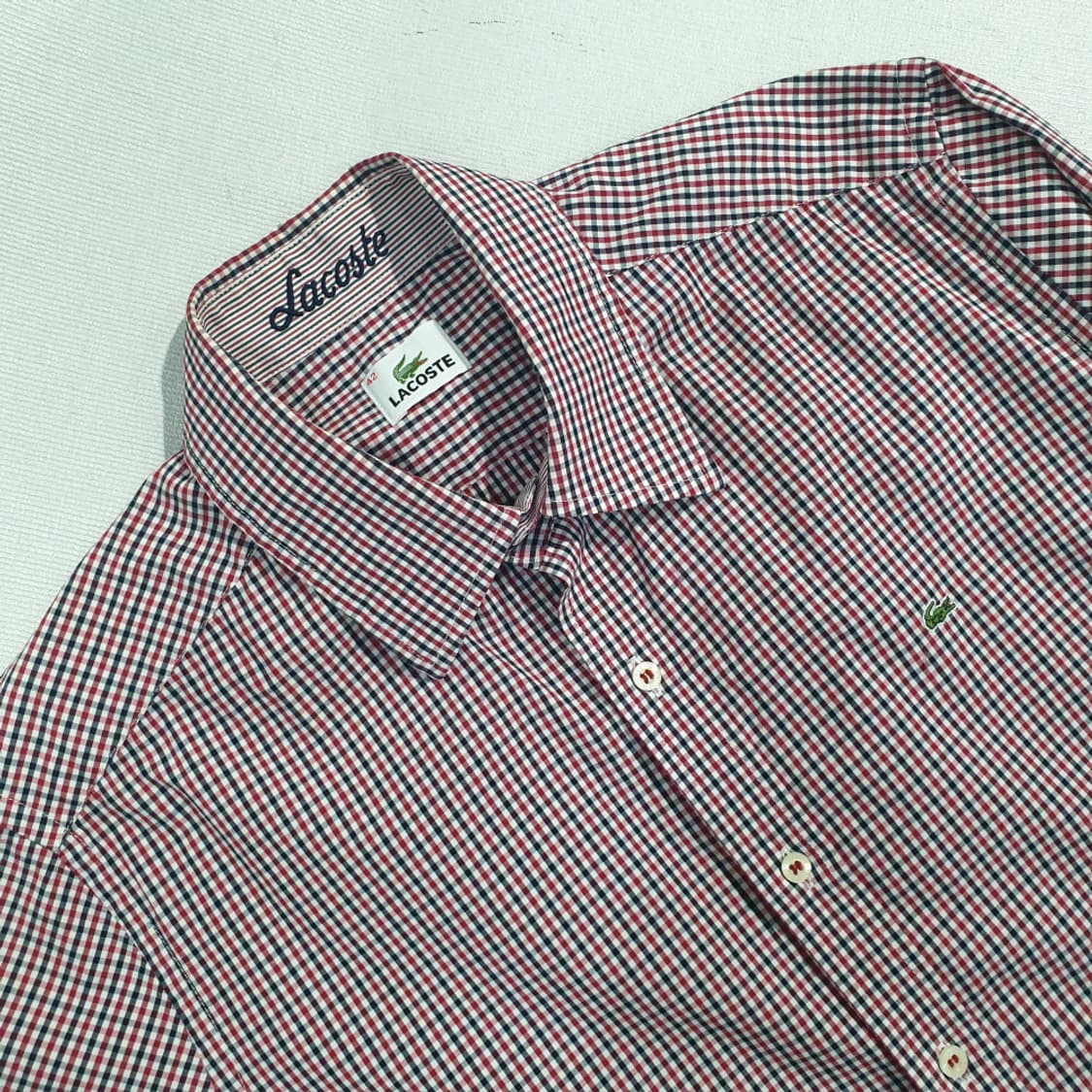 라코스테 깅엄체크 스판 반팔 셔츠 105 상품이미지6