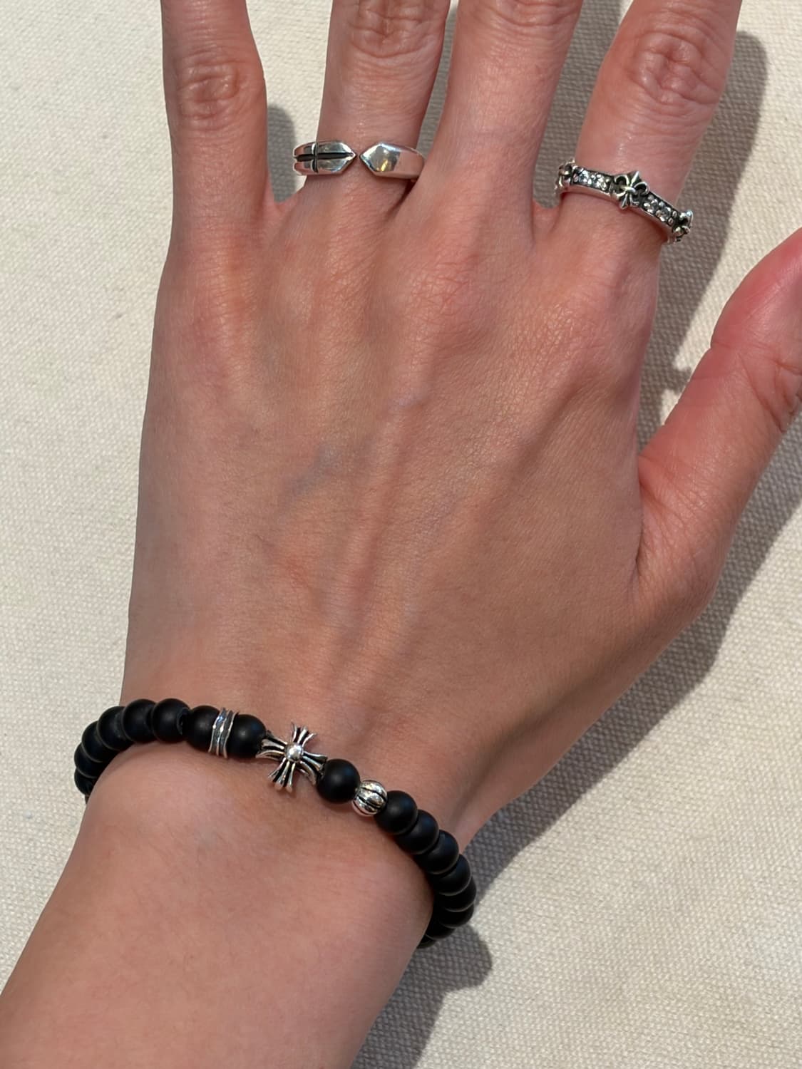 🖤 Silver Cross Onyx Bracelet  상품이미지4