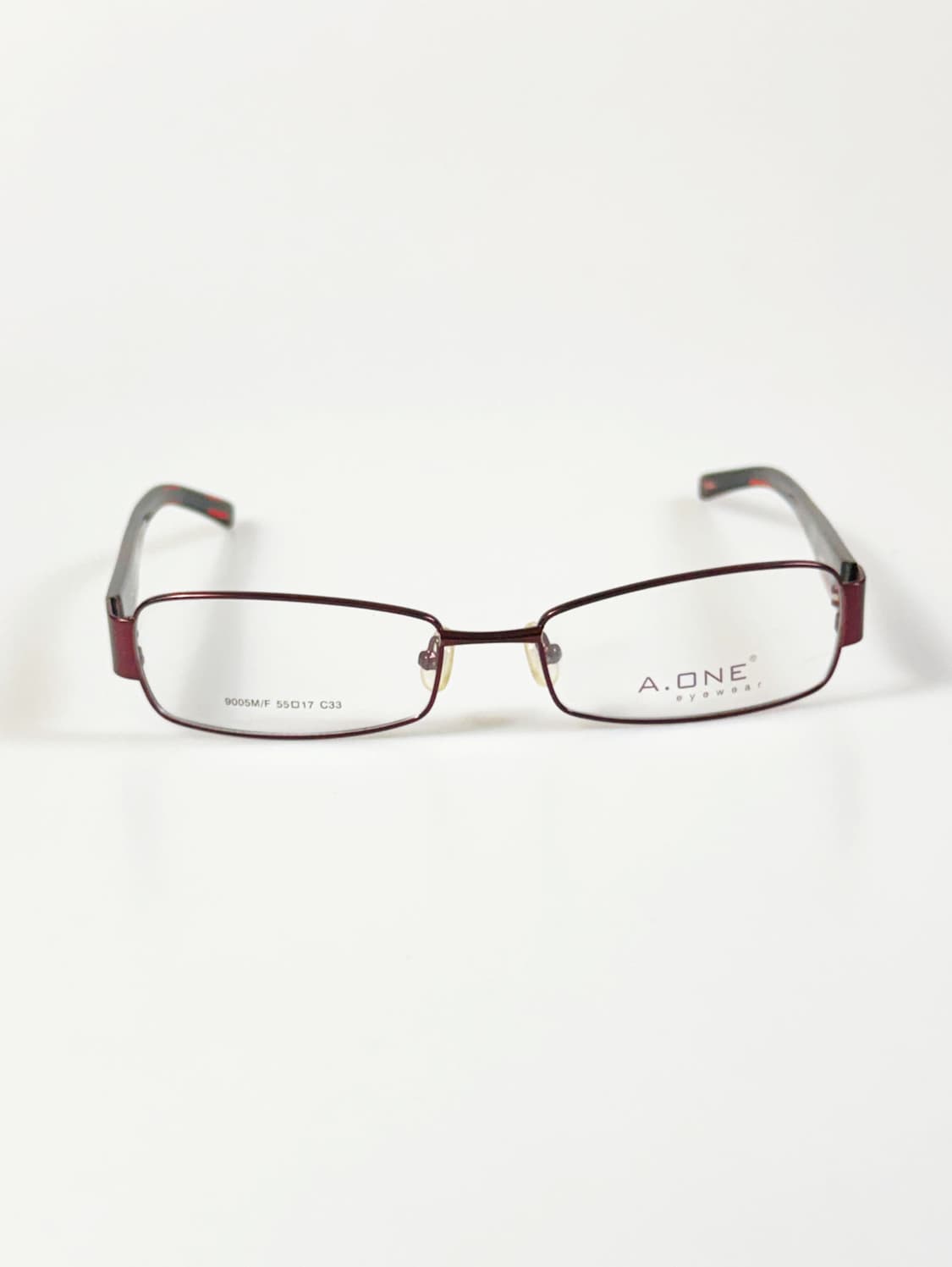 A.ONE 슬림 스퀘어 버건디 메탈 빈티지 안경 상품이미지2