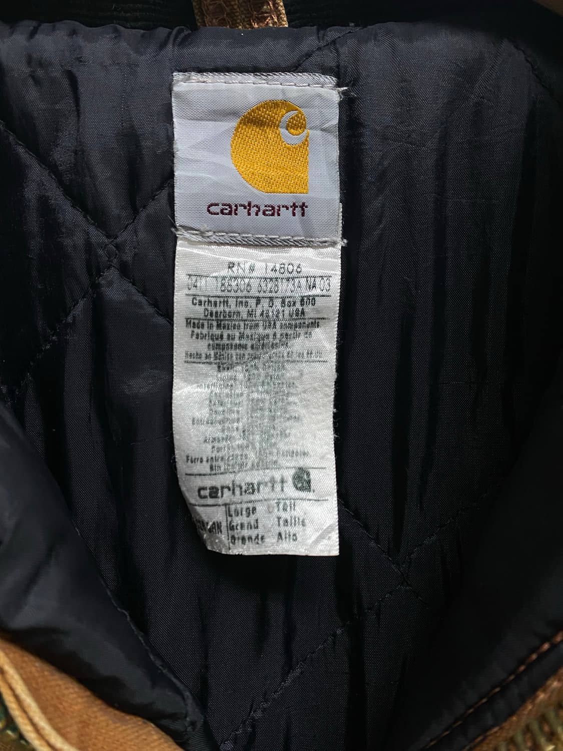 칼하트 C26 트레디셔널 카멜 누빔 워크자켓  L-XL 상품이미지6