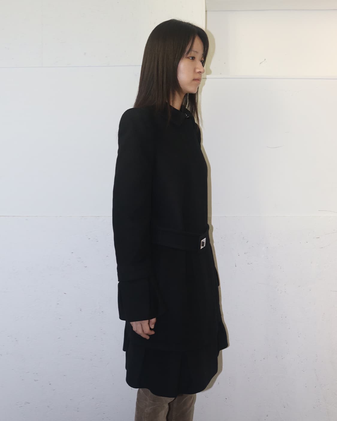로베르토 카발리 12AW 스트럭쳐 플리티드 헴 롱 코트 상품이미지1