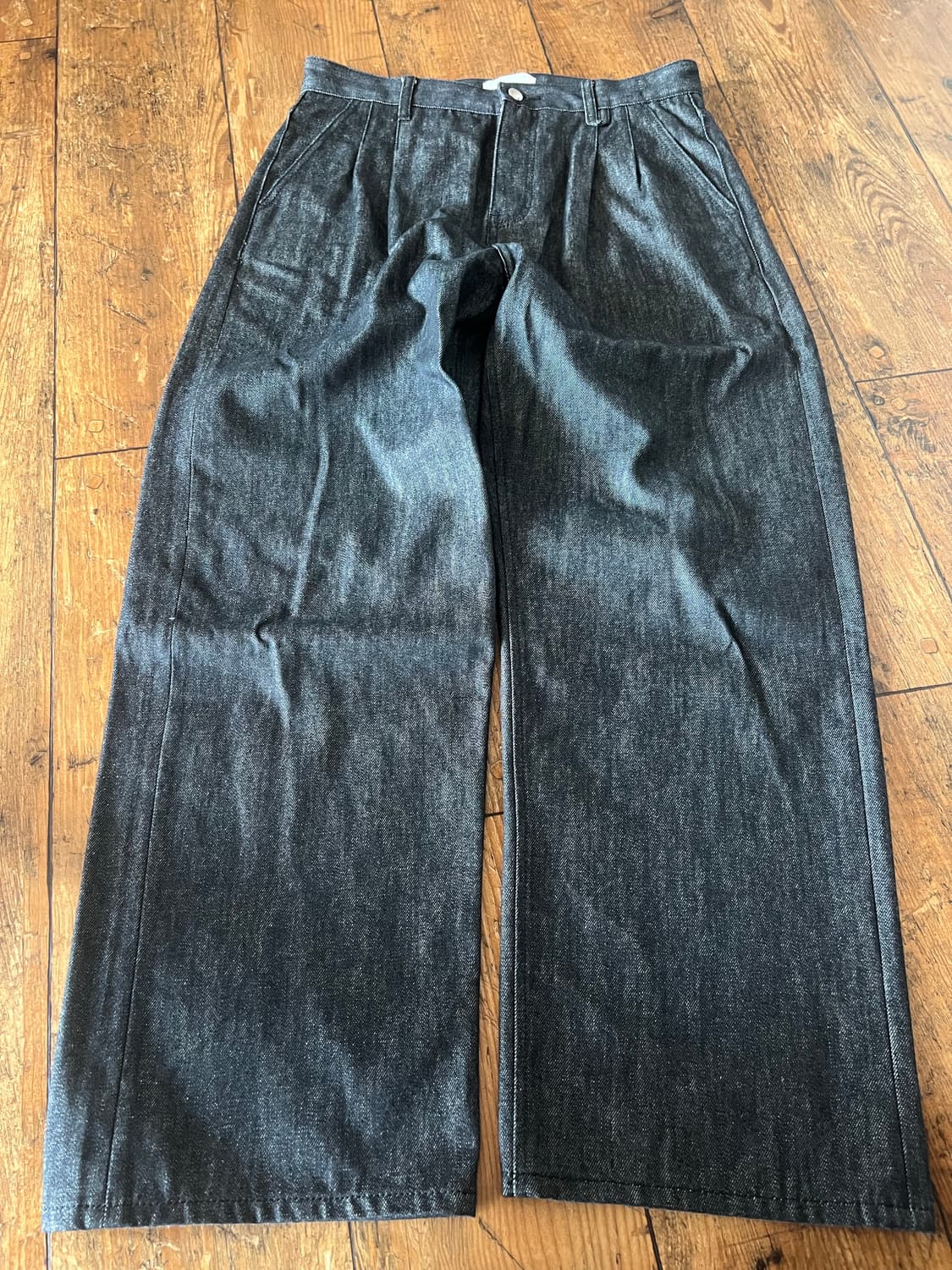 포트너스 투턱 와이드 블랙진 L Two Tuck Wide Black Je 상품이미지1