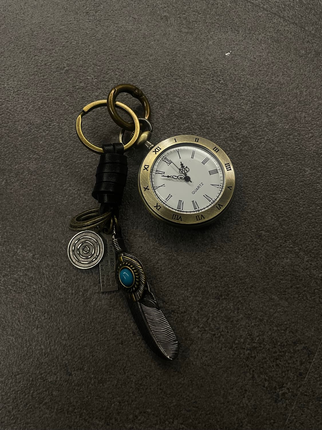 빈티지 회중시계 깃털 키링 상품이미지1