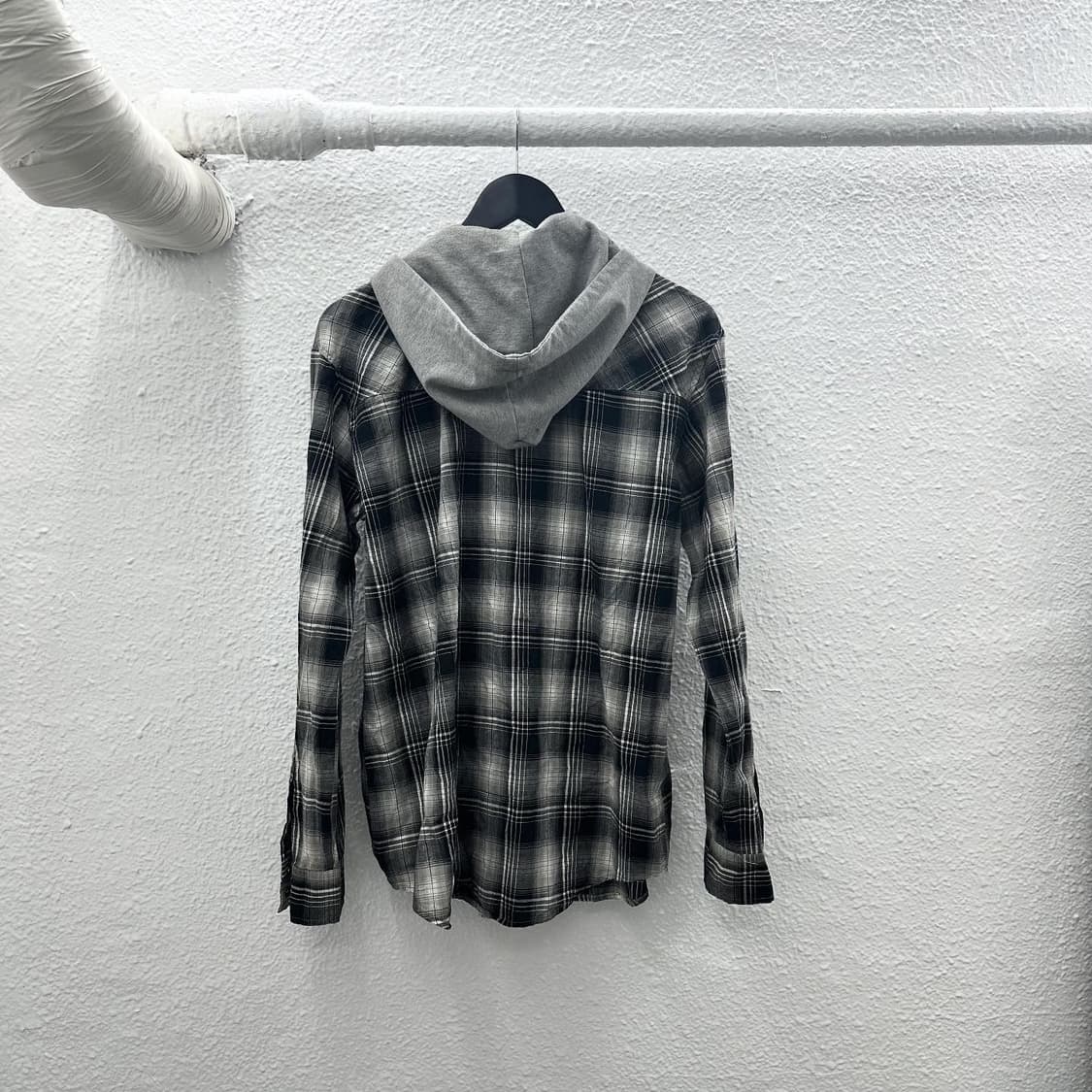 Grey tartan layered hood shirts 상품이미지5