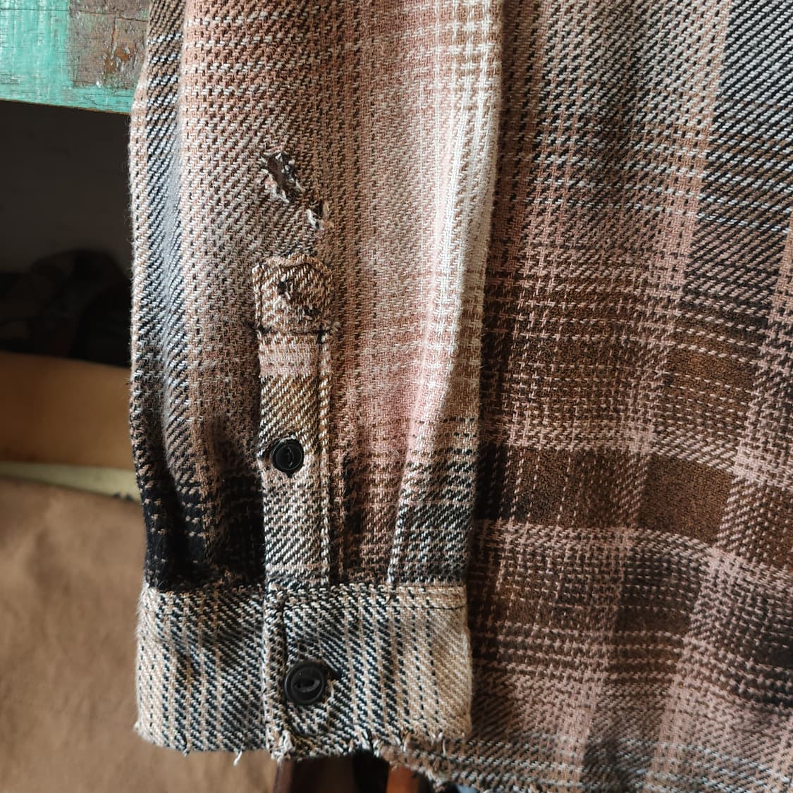 90s 빈티지 체크셔츠 헤비 플란넬 워크셔츠 썬페이딩 핑크 블랙 m 상품이미지8