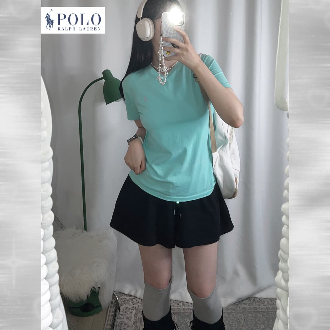 폴로 랄프로렌 하늘색 브이넥 오버핏 반팔 티셔츠  상품이미지3