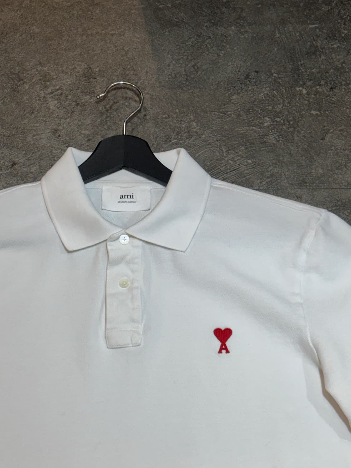 AMI 아미 반팔 카라티 티셔츠 화이트 백화점판 XL 상품이미지4