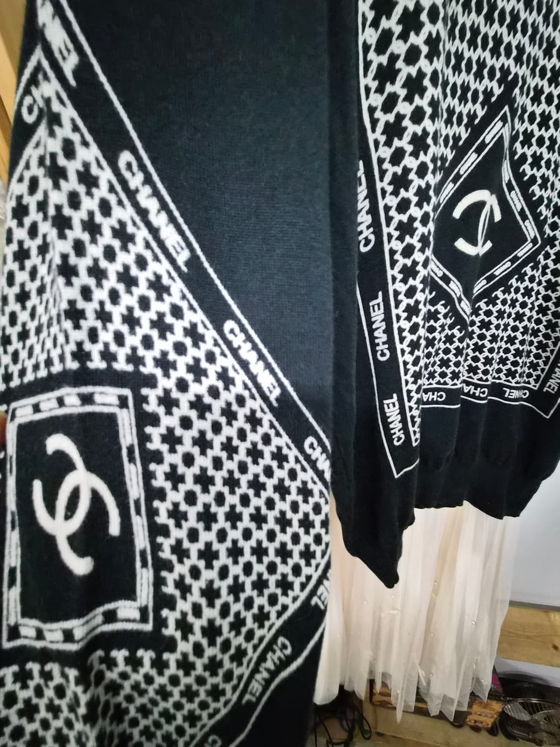 명품 면실크 라운드 얄상니트.진주 리본 샤 스커트 상품이미지4